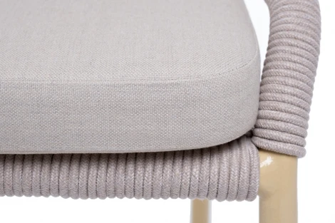 "Милан" стул плетеный из роупа, каркас алюминий (RAL1001), роуп бежевый круглый, ткань бежевая 4SIS арт.УТ-00004797