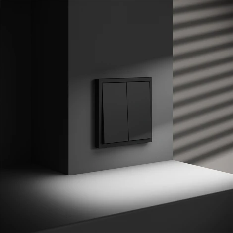 Выключатель с самовозвратом двухклавишный (черный матовый) Voltum S70 VLS020608