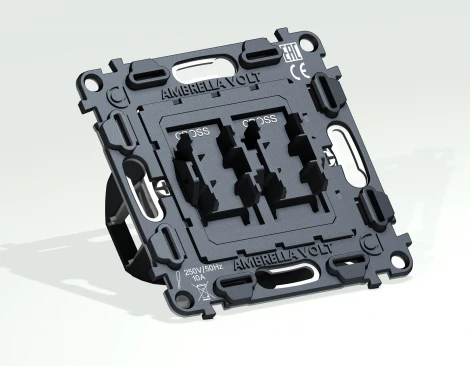 Механизм двухклавишного перекрестного выключателя встраиваемый (серый) Ambrella Volt QUANT VM125