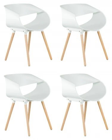 Набор 4 шт стул обеденный DOBRIN ALIEN (ножки светлый бук, цвет белый (W-02))