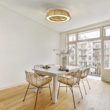 Потолочная люстра светодиодная с вентилятором Mantra Indonesia 7810 (регулировка яркости, 220V, пульт управления, круглые)