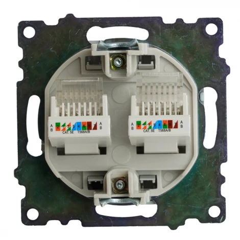 Розетка Ethernet RJ-45 двойная (серебро) Stekker Катрин 50005