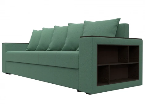 Диван прямой Дубай Лайт полки справа (ДСП,ЛДСП/Пластик/Рогожка/Зеленый) Лига Диванов 132284