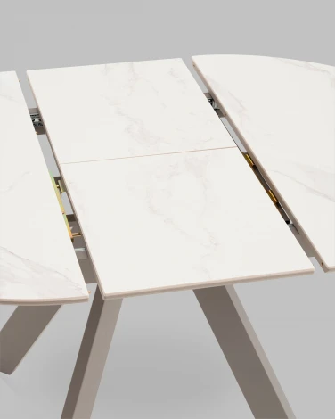 Стол круглый Миндель D100 столешница керамика белый глянец, основание металл латте Stool Group арт.УТ000041590