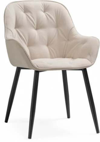 Обеденный стул Woodville Олму бежевый / черный (велюр) арт.607898