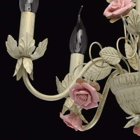 Подвесная люстра DeMarkt Букет 421015005 (220V, на цепи, подсвечник, свеча, цветы, листья, розы)
