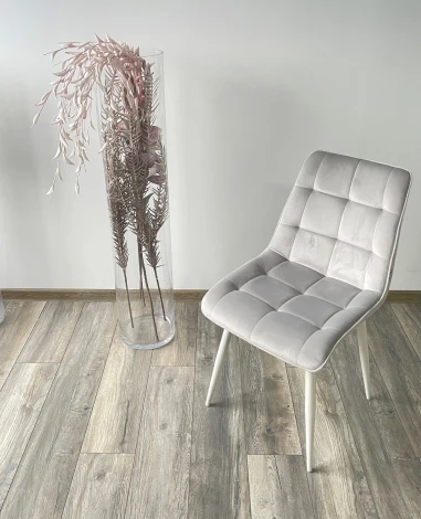 Стул CHIC BLUVEL-03 светло-серый/ 1981-04 галечный/ белый каркас