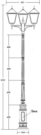 Наземный фонарь IP44 Oasis Light QUADRO XL 79910XLB E7 Bl (220V, фонарь)