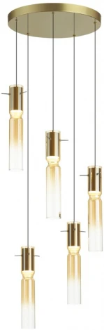 Подвесная люстра каскадная Odeon Light Scrow 5058/25LA PENDANT золотой/янтарный/металл/стекло LED 5*5W 3000K (220V, на проводе, круглые)