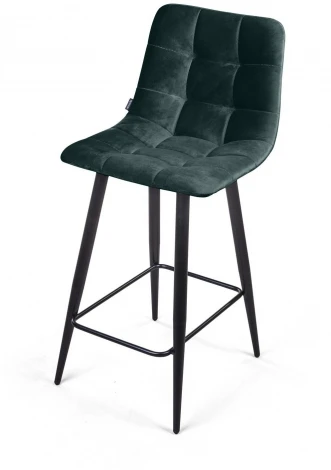 Стул полубарный UNO, бархат зелёный 19/ чёрный конус Top Concept UNO 74640