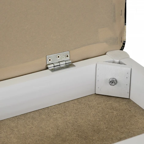 Банкетка Ретро с ящиком белый, ткань полоса синий Mebelik арт.007711