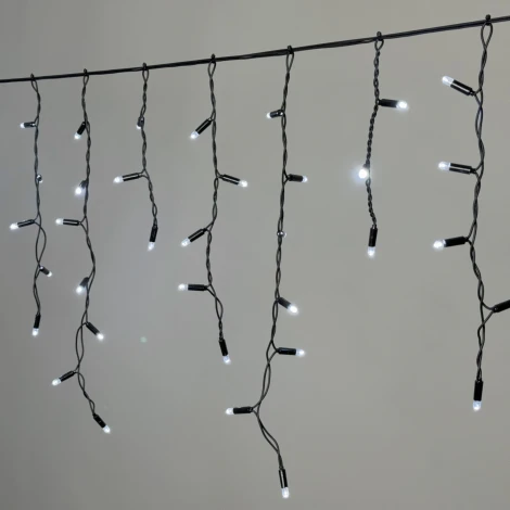 Гирлянда Бахрома 3,1 x 0,5 м белая 220В, 120 LED, провод черный каучук 2,3мм, IP65 Laitcom ECO120-1-2W