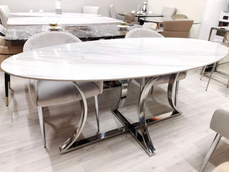 Стол обеденный IST-CASA Тренди DT-2889A, 180х90х75 см, белый мрамор