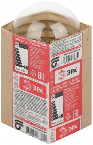 Лампочка накаливания E27 75W ЭРА Б 230-75-6