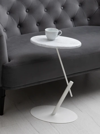 Стол приставной овальный МеталлАрт М015 белый мрамор/белый Mebelik 009512