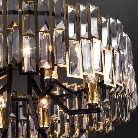 Потолочная люстра Wi-Fi на штанге Bogate's Zolletta 339/8 Strotskis Smart (313/8) (220V, хрусталь, управление смартфоном, голосовое управление, умный дом - Minimir Home, Алиса, Маруся, Салют, круглые)