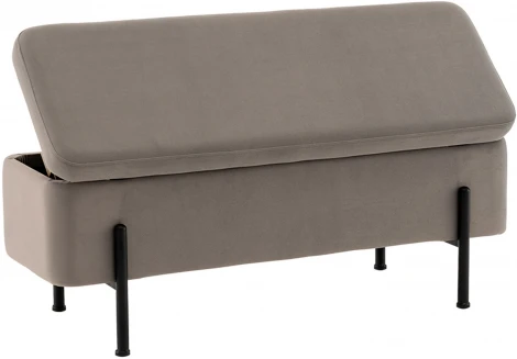 Банкетка Stool Group Болейн с ящиком велюр серый черные ножки арт.УТ000040204