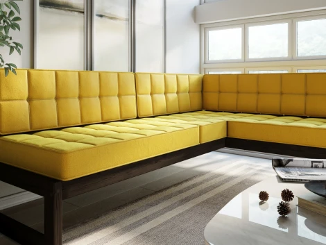 Диван Arsko угловой Сега У венге велюр желтый