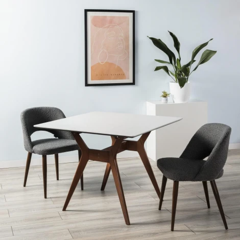 Стол R-Home Нарвик 960*960 мрамор Бьянко Темный орех