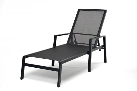 "Парма" шезлонг из алюминия темно-серый (RAL7024) муар, ткань текстилен серая 4SIS арт.УТ-00007159