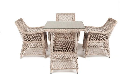 "Айриш" обеденная группа плетеная на 4 персоны, цвет бежевый 4SIS арт.УТ-00002199