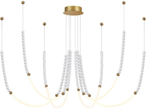 Подвесная люстра Odeon Light Monella 6639/70L металл/античная бронза/белые бусы из акрила IP20 LED 70W 3000K 220V (бусы)