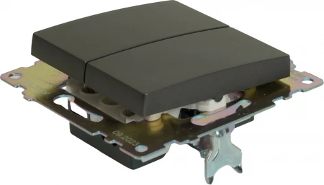 Переключатель двухклавишный (графит) Stekker Катрин 49414