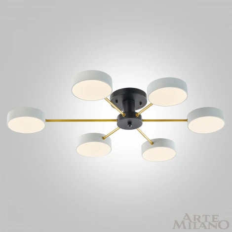 Потолочная люстра на штанге Arte Milano Ferrara 252006/6 Bk/Wh (LED, 220V, круглые)