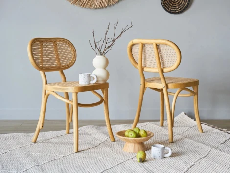 Комплект стульев Poltrona 2 шт. ОГОГО Обстановочка! 966326 (Массив,Дерево,Ротанг/Бежевый)