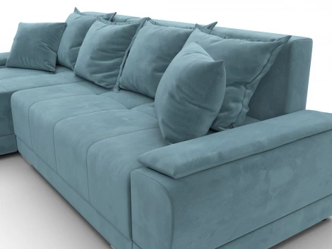 Диван угловой Лига-119 угол левый (ДСП,Брус,Фанера,ЛДС,Велюр/Бирюзовый) Лига Диванов 137090L