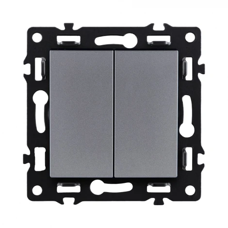 Выключатель кнопочный 2-клавишный 10А/250В серый Kollinger Asthetik AS-025GY