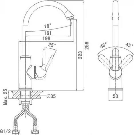 Смеситель D&K Ambrosius Rhein DA1342401 для кухонной мойки