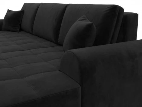 Диван угловой Лига-080 угол правый (ДСП/Пластик/Велюр/Черный) Лига Диванов 134750