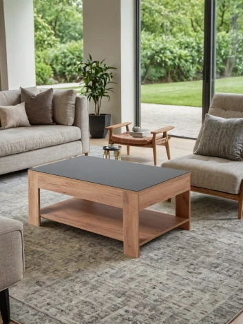 Стол журнальный BeautyStyle 26 дуб крафт золотой/стекло черное Mebelik арт.009384