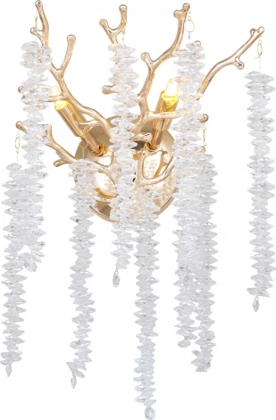 Бра Freya Mineral FR1010WL-02G (220V, хрусталь, подвески, листья, ветки)