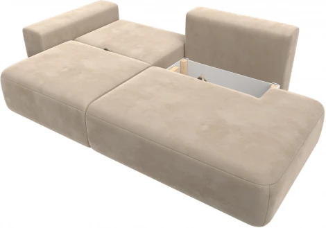 Диван прямой Лига-036 НПБ Модерн подлокотник слева (Бежевый/Велюр) Лига Диванов арт.121339L
