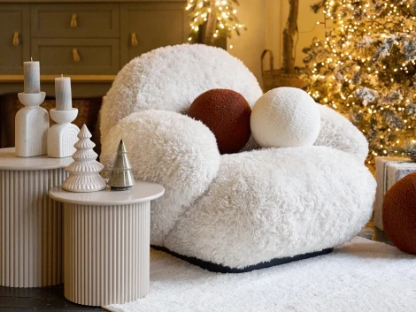 Кресло Flemming Wood ОГОГО Обстановочка! (Мех/Розовый) арт.920349