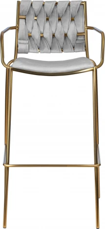 Стул барный Dobrin MILLER GOLD (светло-серый велюр (135-37))