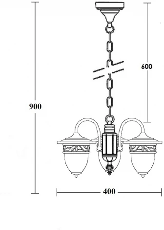 Уличный светильник подвесной Oasis Light KRAKOV 1 S 87270S/3 Gb (220V, на цепи, фонарь, под старину, IP44)