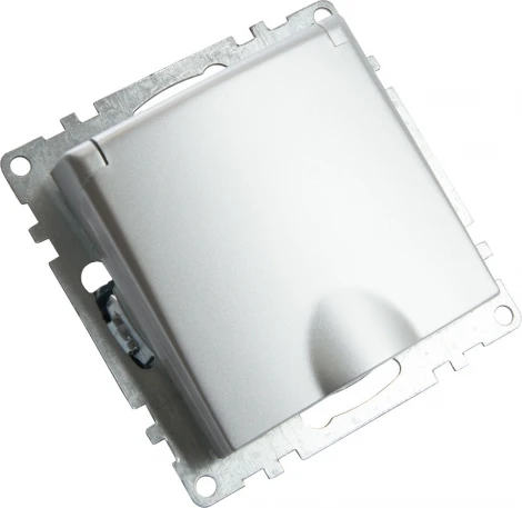 Розетка с заземлением защитной крышкой и шторками (серебро) Stekker Катрин 39580