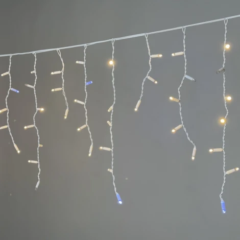 Гирлянда Бахрома 3,1 x 0,5 м тепло-белая с мерцанием белого диода 220В, 120 LED, провод белый каучук 2,3мм, IP65 Laitcom ECO120BLW-8-2WW