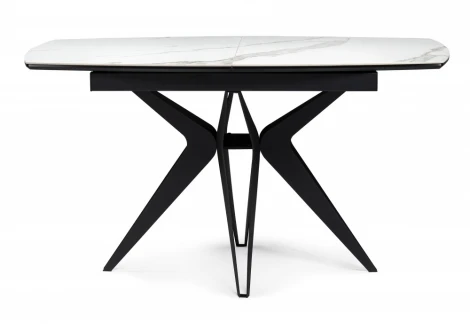 Керамический стол Риполь 160(205)х89 белый мрамор snow white / черный 625965