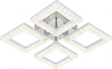 Потолочная люстра светодиодная Escada Aquarius 10287/4LED 62Вт, с ПДУ, металл/акрил, хром/белый/прозрачный (220V)