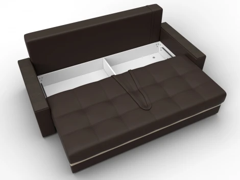 Диван прямой с декором Лига-096 НПБ (ДВП,ДСП,ЛДСП,Брус,Фанера/Пластик/Экокожа/Коричневый,Бежевый) Лига Диванов 133429