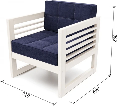 Кресло Arsko Сега беленый дуб рогожка синяя