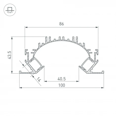Профиль ARH-CEIL-REFLECT-DUAL-2000 ANOD (Arlight, Алюминий) 036364