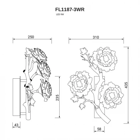 Настенный светильник Fluorite Pristine FL1187-3WR