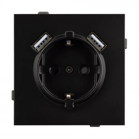 Механизм розетки с USB зарядкой SCT-TENDO-MUAA-PL-BK (230V, 16A) (Arlight, Черный) 054083