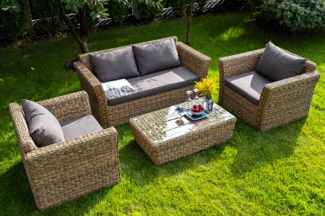 Лаунж-зона из искусственного ротанга (гиацинт), цвет соломенный 4SIS Капучино Сингл KSS2C2T-4-SET-TW