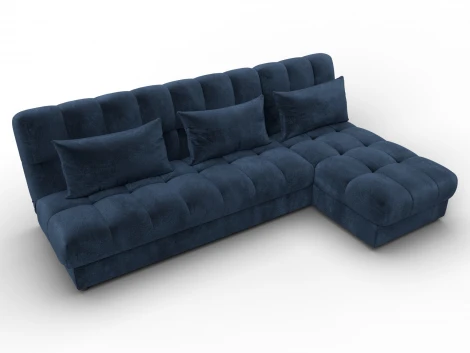 Диван угловой Лига-116 НПБ угол правый (ДСП,ЛДСП,Велюр/Синий) Лига Диванов 136948
